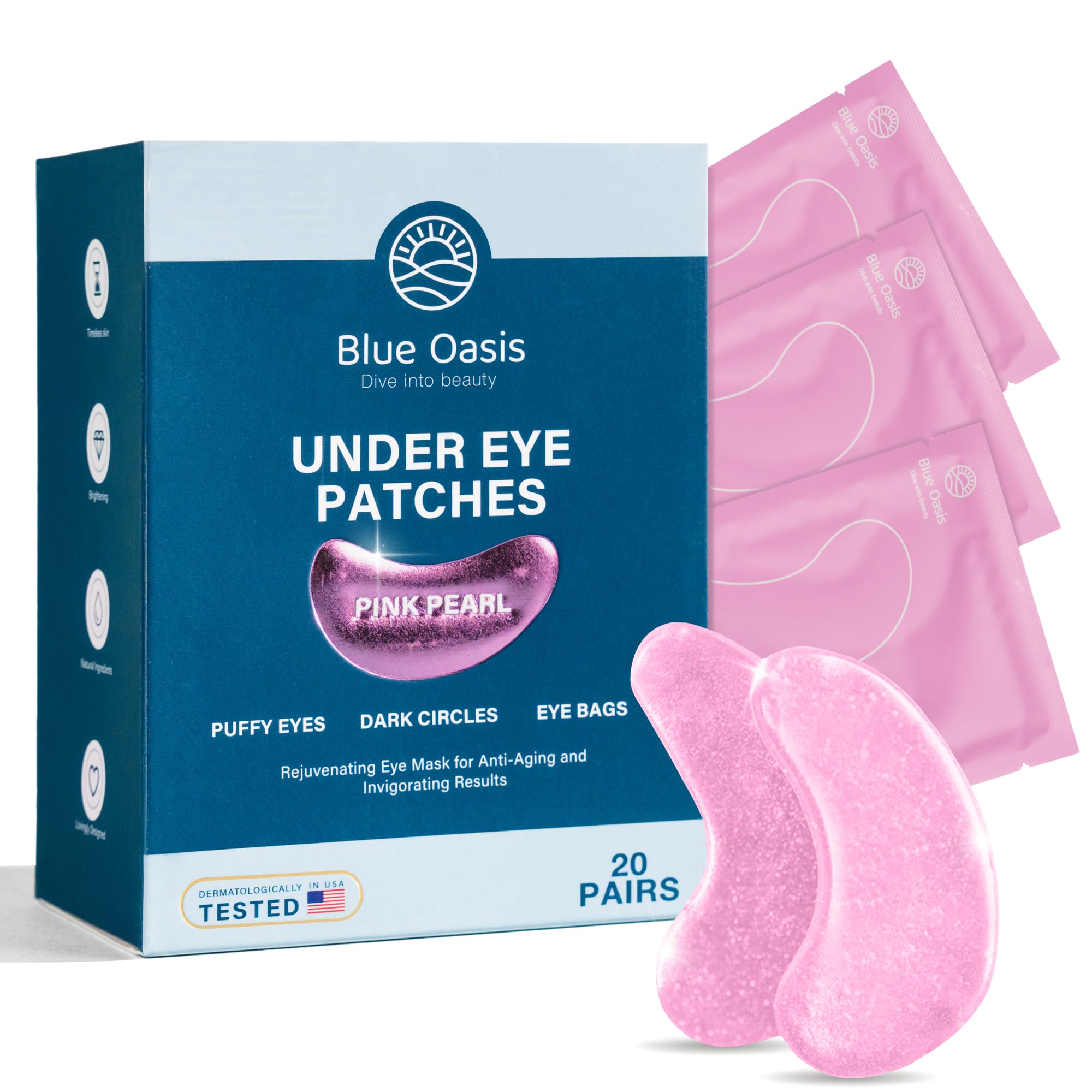 Pink Pearl Brightening Under-Eye Patches – 20 Pairs